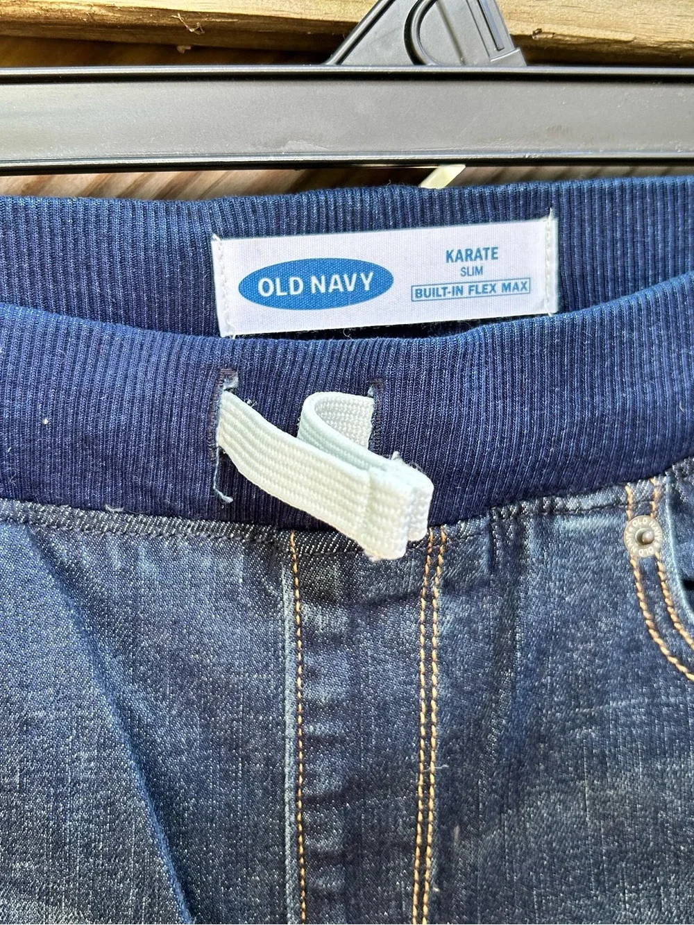 Old Navy Dark Blue Boy’s denim Karate Slim  adjustable Waistband XL (14-16) NWT